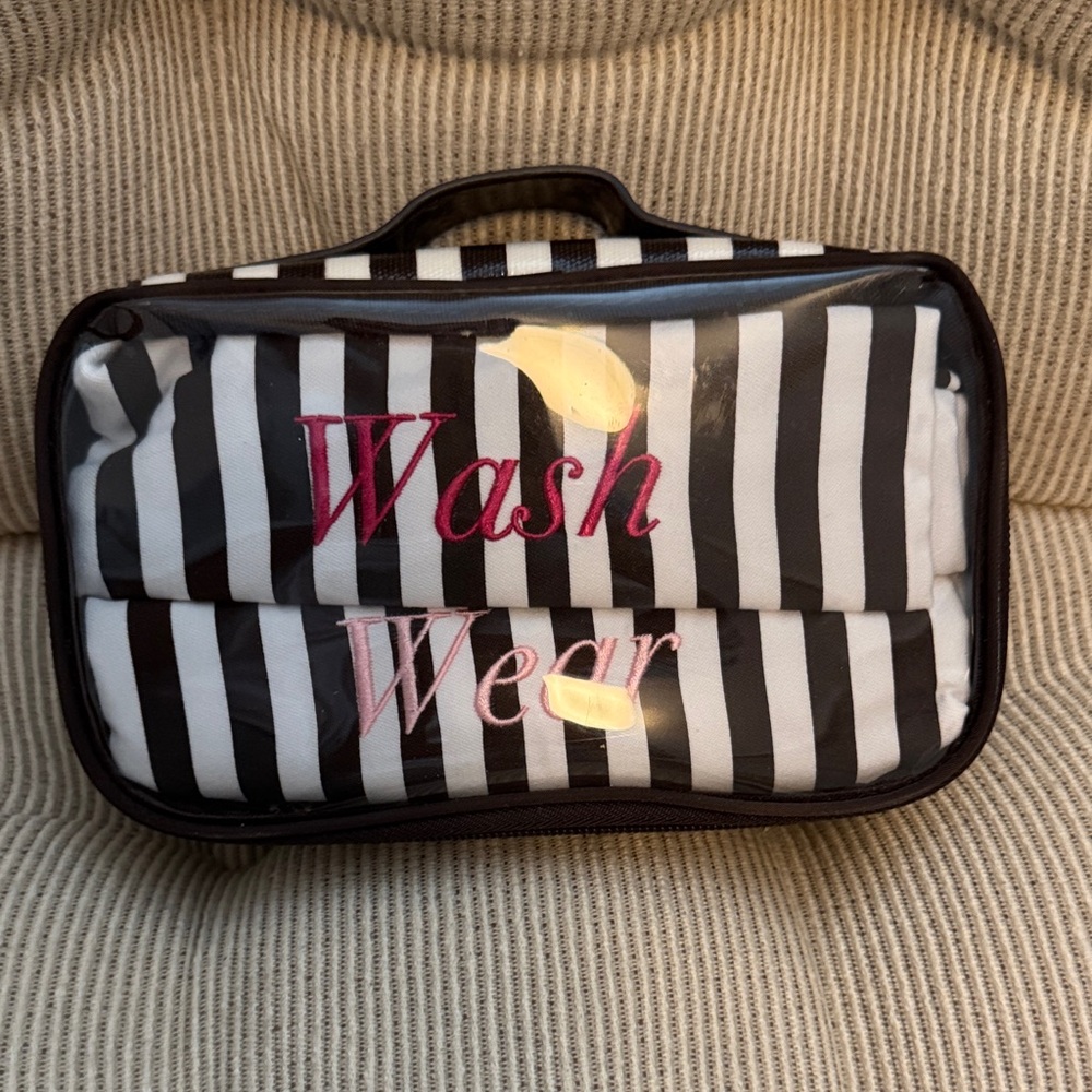 Henri Bendel Black and White Striped travel laundry Bag